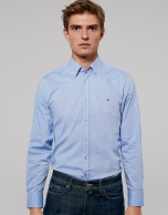 Blue geometric print sport shirt