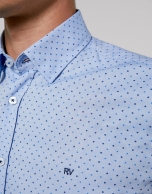 Blue geometric print sport shirt