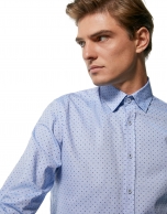 Blue geometric print sport shirt