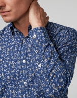 Blue floral print sport shirt