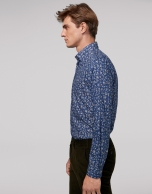 Blue floral print sport shirt