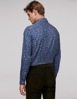 Blue floral print sport shirt