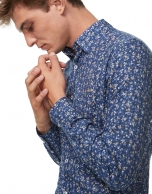 Blue floral print sport shirt