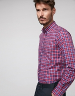 Red, white and blue checked sport shirt