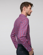 Red, white and blue checked sport shirt