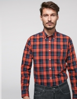 Dark orange checked sport shirt