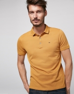 Gold cotton polo shirt