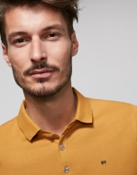 Gold cotton polo shirt