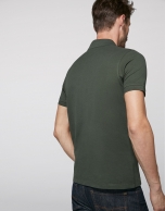 Khaki cotton polo shirt