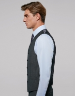 Grey wool fake plain dress vest