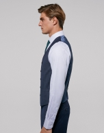 Blue wool fake plain dress vest