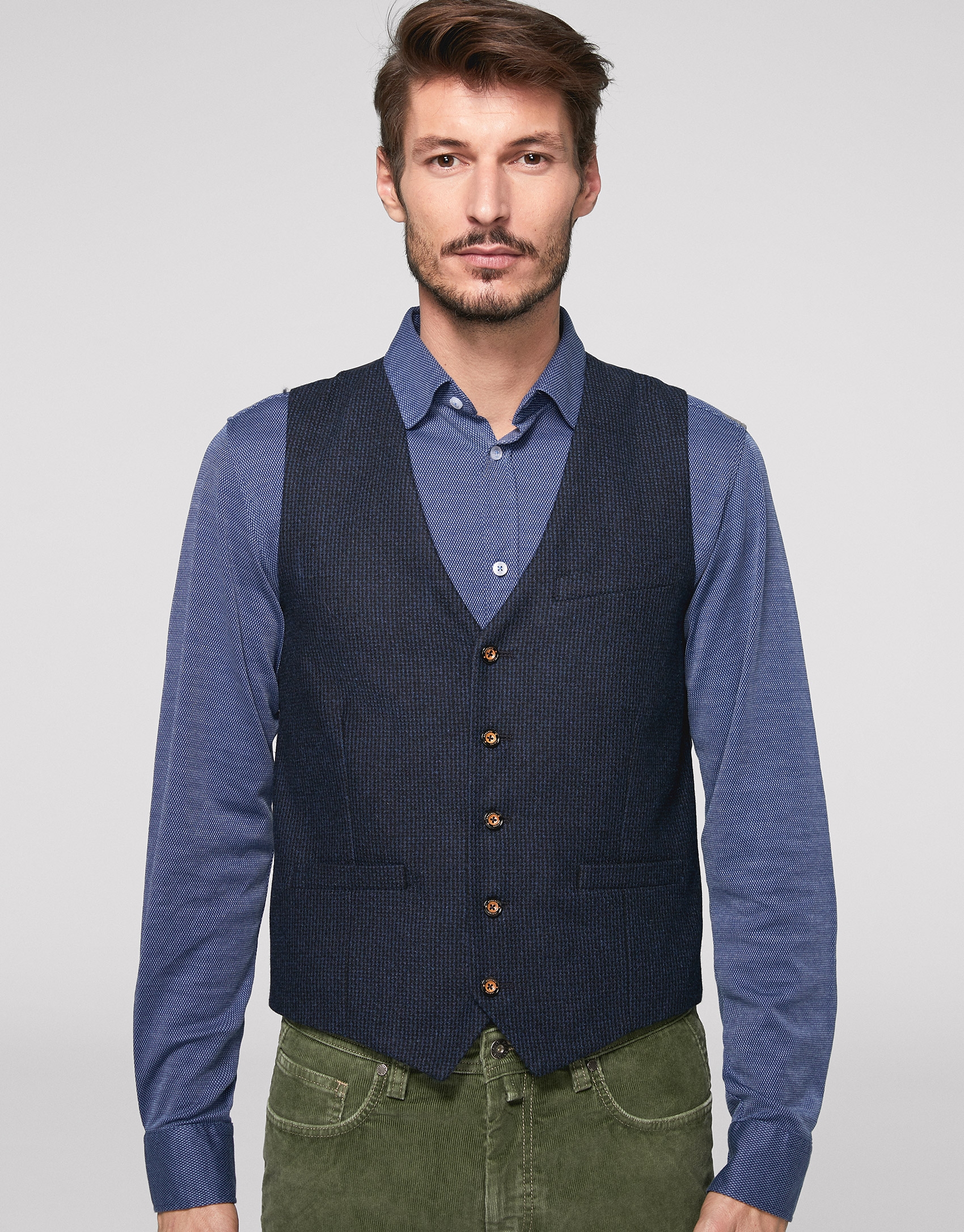 Blue checked tailored vest