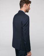 Navy blue sport jacket with patch pocket