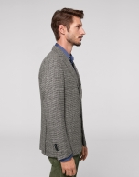 Gray sport jacket with patch pocket