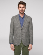 Gray sport jacket with patch pocket