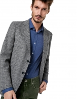 Gray sport jacket with patch pocket