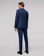 Fake plain deep blue slim fit suit