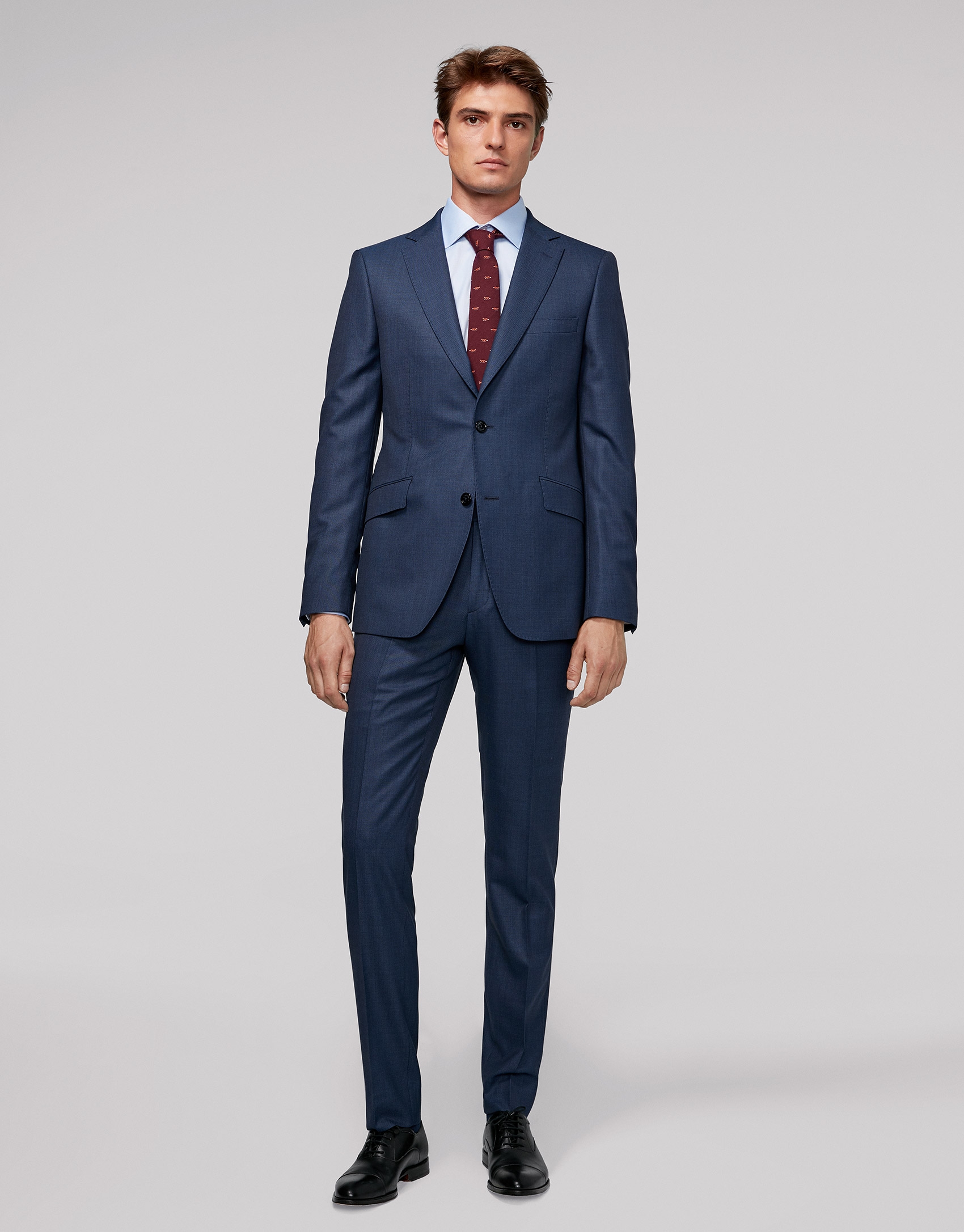 Deep blue bird's eye weave regular fit suit