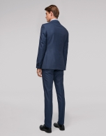 Deep blue bird's eye weave regular fit suit