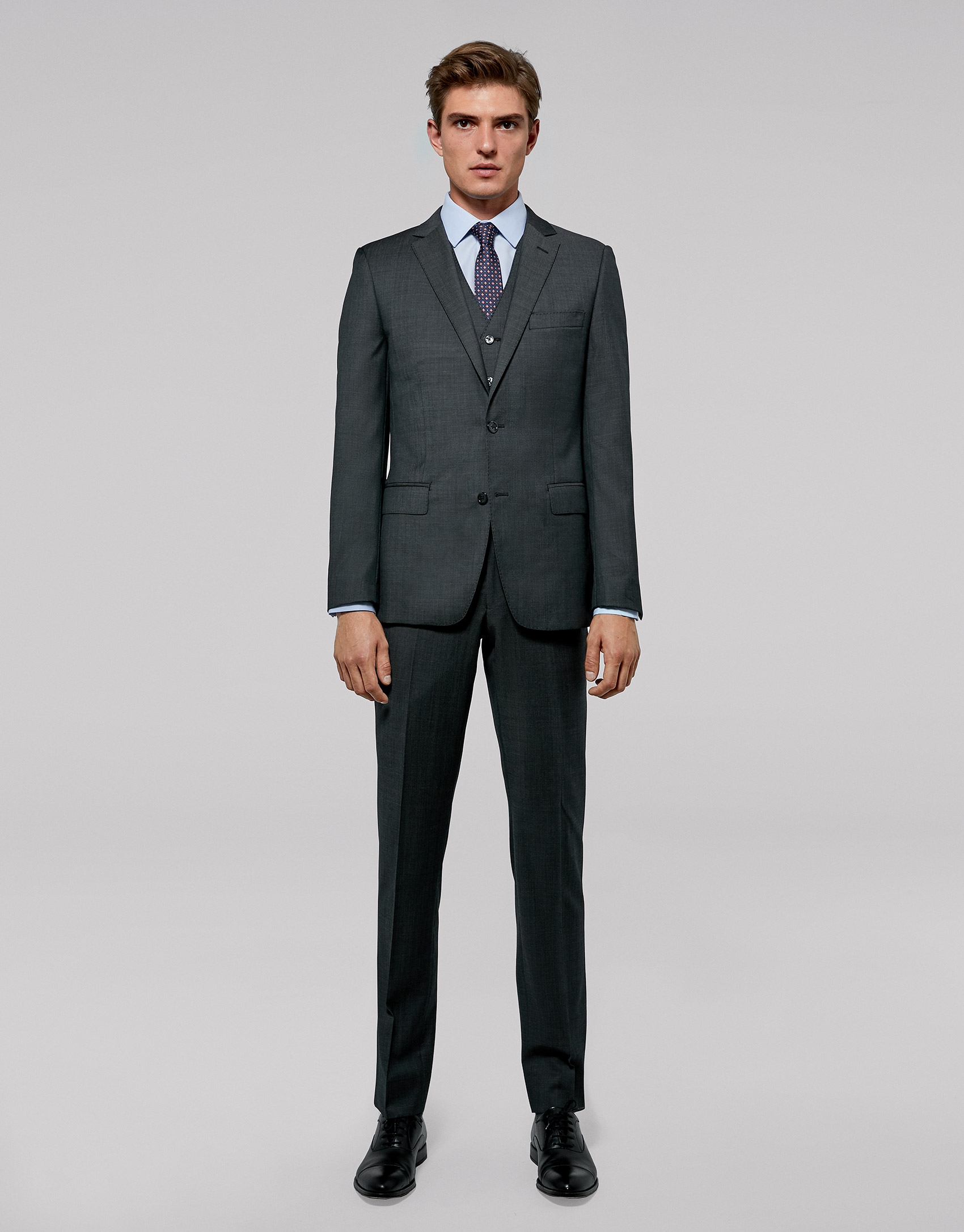 Fake plain grey slim fit suit