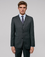 Fake plain grey slim fit suit