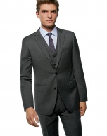 Fake plain grey slim fit suit