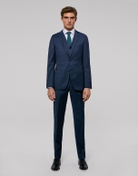 Fake plain blue slim fit suit