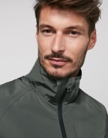 Khaki light tech fabric jogging jacket 