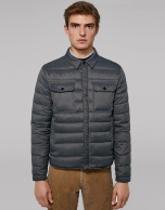 Dark gray, quilted short windbreaker