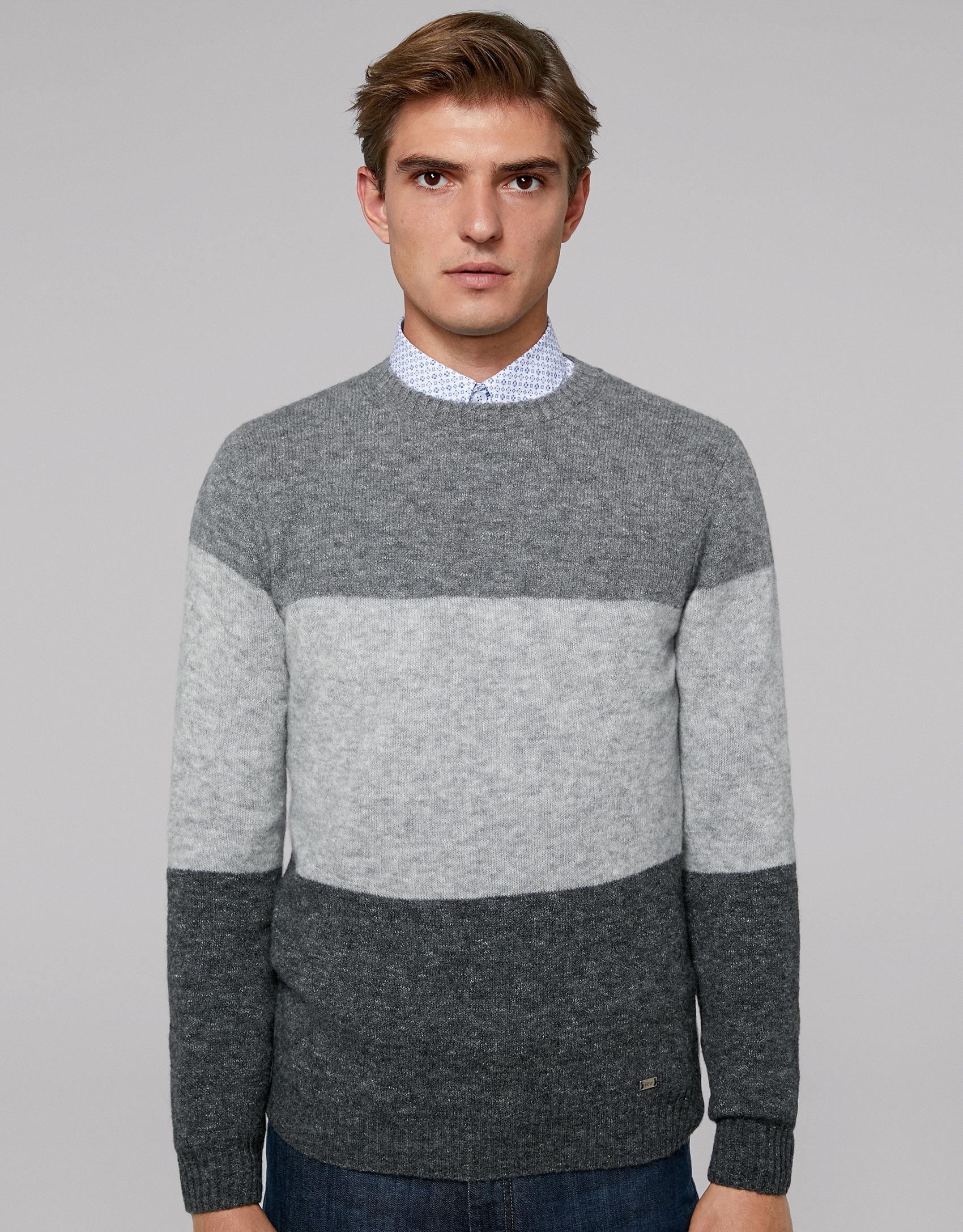 Jersey colour-block gris melange