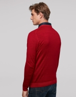 Red dyed sweater with square collar