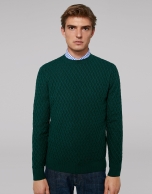 Green wool sweater with design