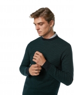 Navy blue and green wool sweater