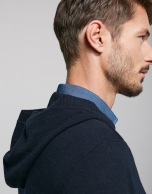 Navy blue sweater with hood