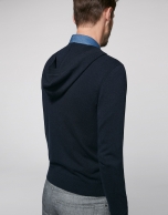 Navy blue sweater with hood