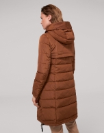 Long, mink-colored anorak and hood with fur