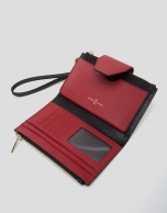 Three colors saffiano leather Orchidees double wallet