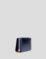 Blue metalized leather wallet