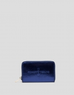 Cartera piel metalizada azul