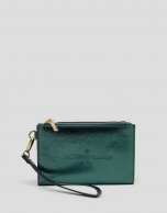 Cartera doble piel metalizada verde