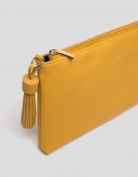 Mustard Lisa Saffiano clutch bag