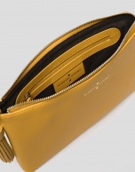 Mustard Lisa Saffiano clutch bag