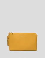 Mustard Lisa Saffiano clutch bag