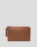 Brown Lisa Saffiano clutch bag