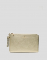 Bolso clutch Lisa piel saffiano dorada