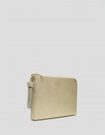 Bolso clutch Lisa piel saffiano dorada