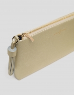 Bolso clutch Lisa piel saffiano dorada