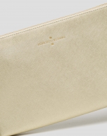 Gold Lisa Saffiano clutch bag