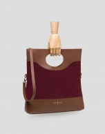 Bolso Kate piel y serraje burdeos