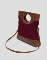 Bolso Kate piel y serraje burdeos